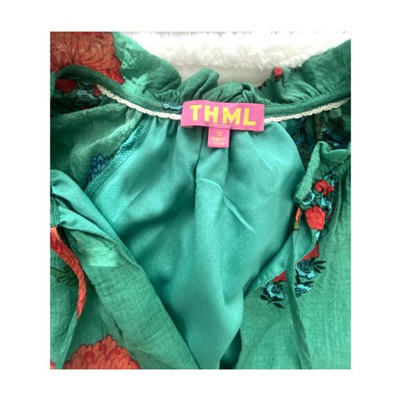 Womens NWOT THML Green Floral Midi/Maxi Dress Size Medium - Picture 6 of 9